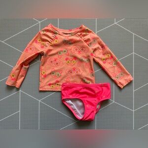 Cat & Jack|Baby girl/toddler Coral Floral Rash Guard Swim Set,cat pattern•••2T